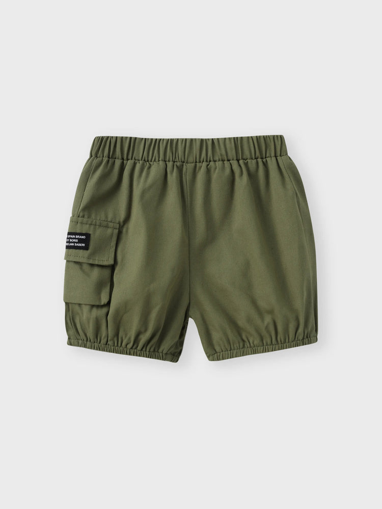 Ensemble 2 pièces pour tout-petit garçon, t-shirt et short cargo à imprimé dinosaure ludique, blanc