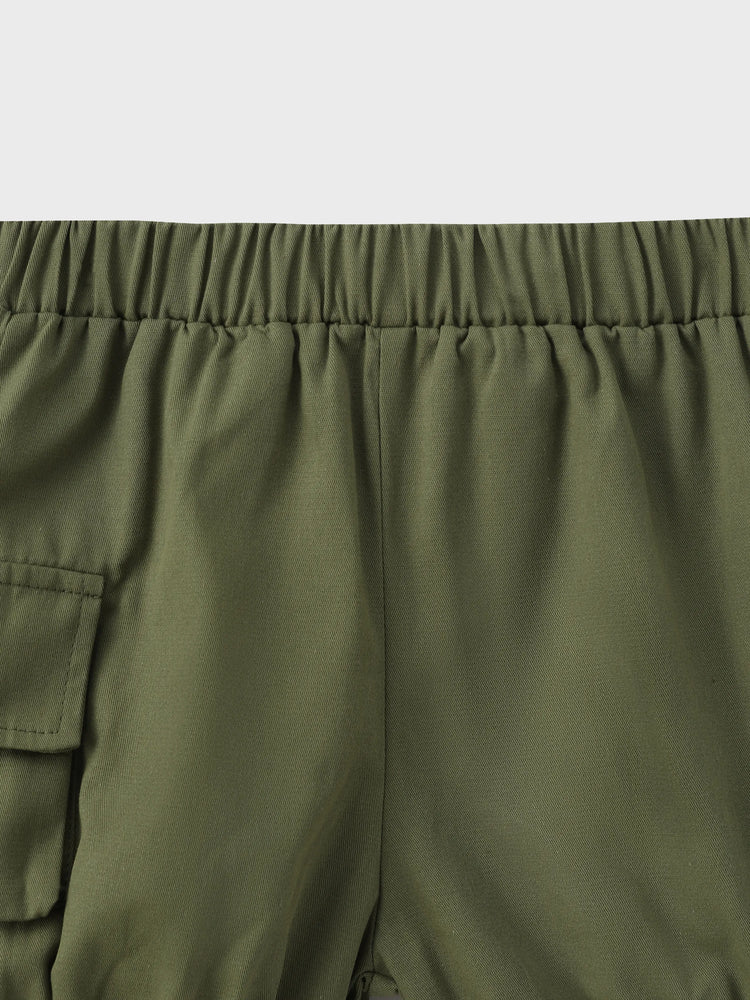 Ensemble 2 pièces pour tout-petit garçon, t-shirt et short cargo à imprimé dinosaure ludique, blanc