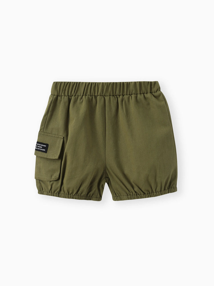 2-teiliges Set mit verspieltem T-Shirt und Cargo-Shorts für Kleinkinder und Jungen gelb