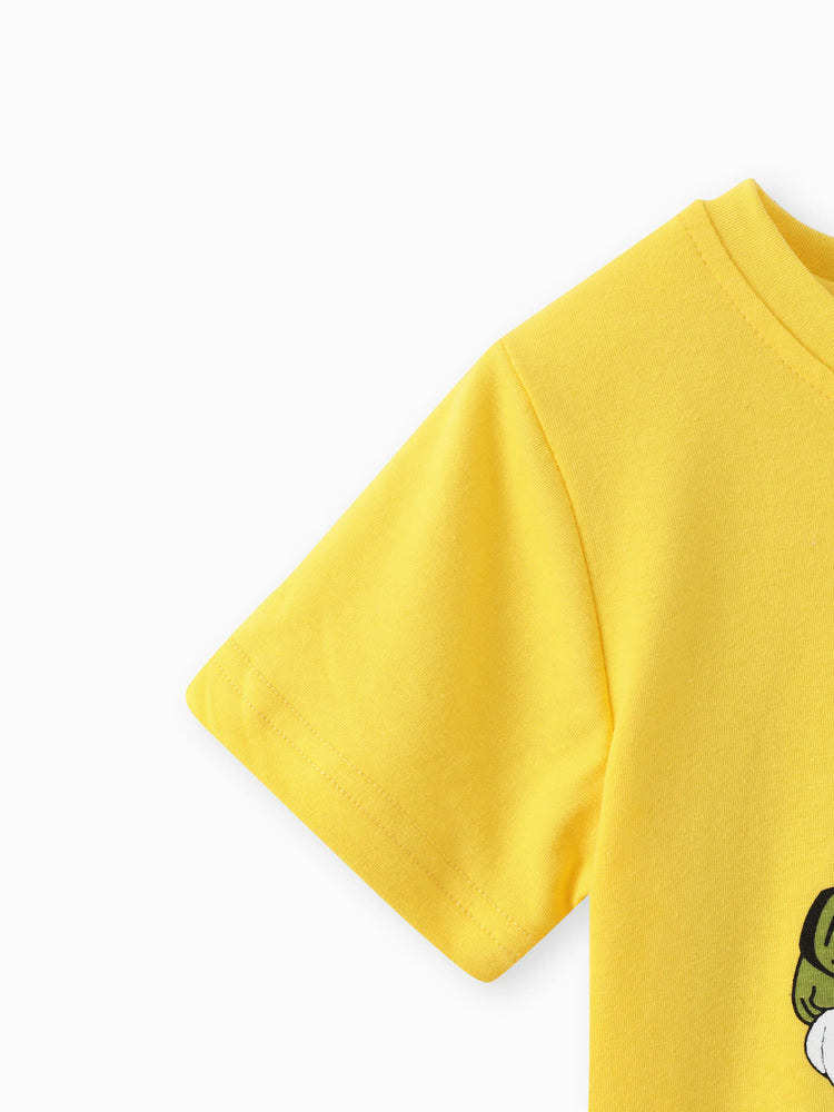 2-teiliges Set mit verspieltem T-Shirt und Cargo-Shorts für Kleinkinder und Jungen gelb