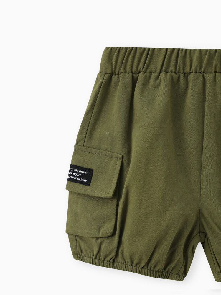 2-teiliges Set mit verspieltem T-Shirt und Cargo-Shorts für Kleinkinder und Jungen gelb