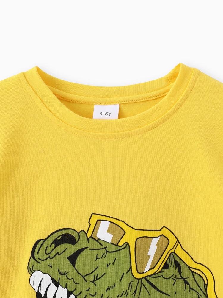 2-teiliges Set mit verspieltem T-Shirt und Cargo-Shorts für Kleinkinder und Jungen gelb