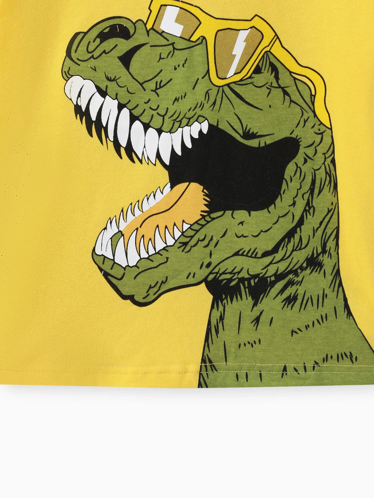 2-teiliges Set mit verspieltem T-Shirt und Cargo-Shorts für Kleinkinder und Jungen gelb