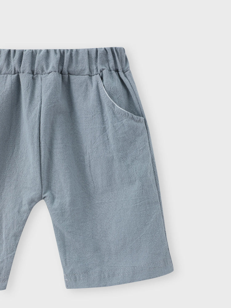 2pcs Baby Boy 95% Cotton Short-sleeve All Over Cactus Print Button Up Shirt and Solid Shorts Set Blue