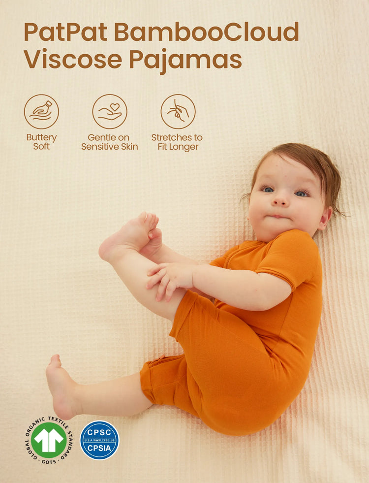 Bamboo Baby Boy / Girl 2-Way Zip Onesies Anti Slip Childlike Food Pattern Bamboo Sleepwear (Snug-Fitting)
 Orange