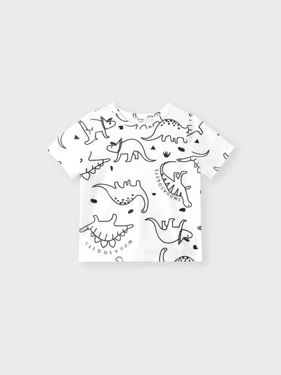 Toddler Boy Animal Dinosaur Print Short-sleeve Tee White