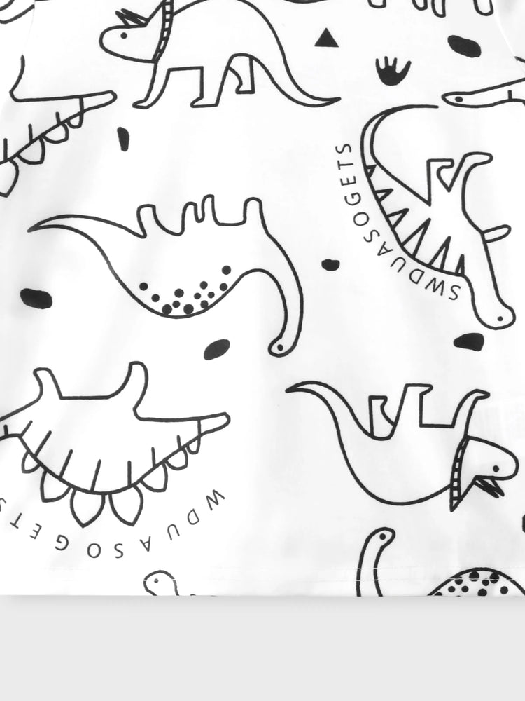 T-shirt à manches courtes imprimé dinosaure pour tout-petit garçon, blanc