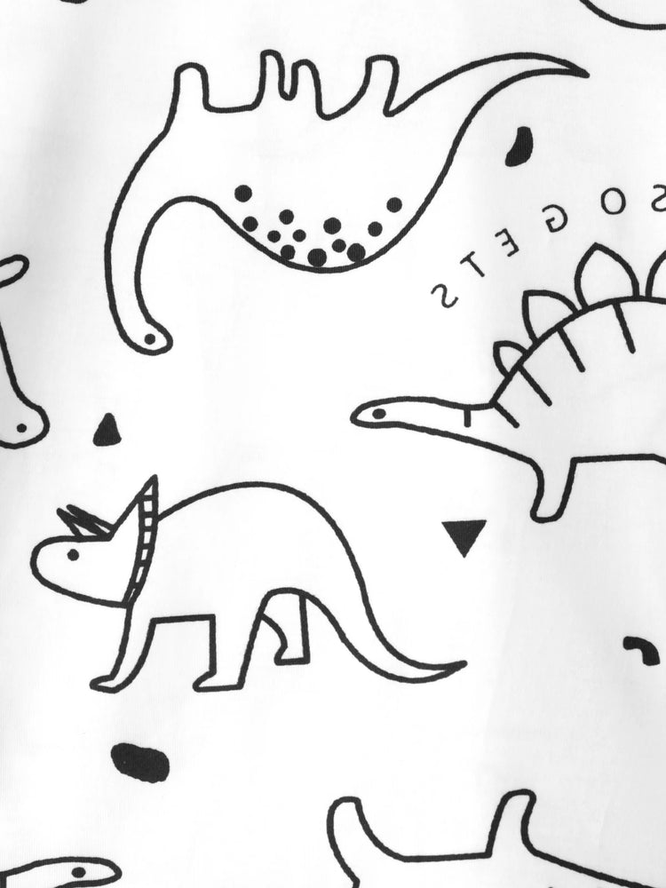 T-shirt à manches courtes imprimé dinosaure pour tout-petit garçon, blanc
