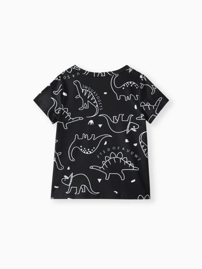 Toddler Boy Animal Dinosaur Print Short-sleeve Tee Black