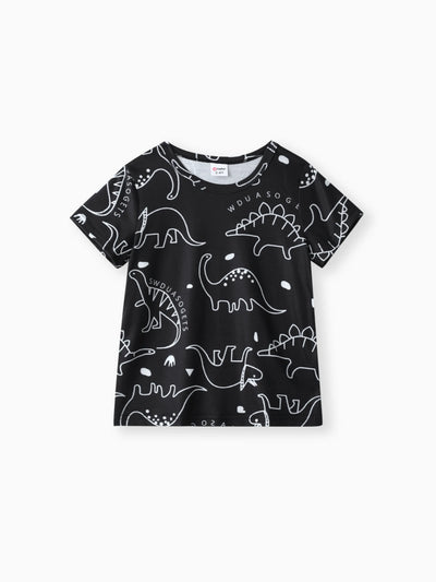 Toddler Boy Animal Dinosaur Print Short-sleeve Tee Black