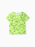 T-shirt à manches courtes imprimé dinosaure pour tout-petit garçon, vert citron