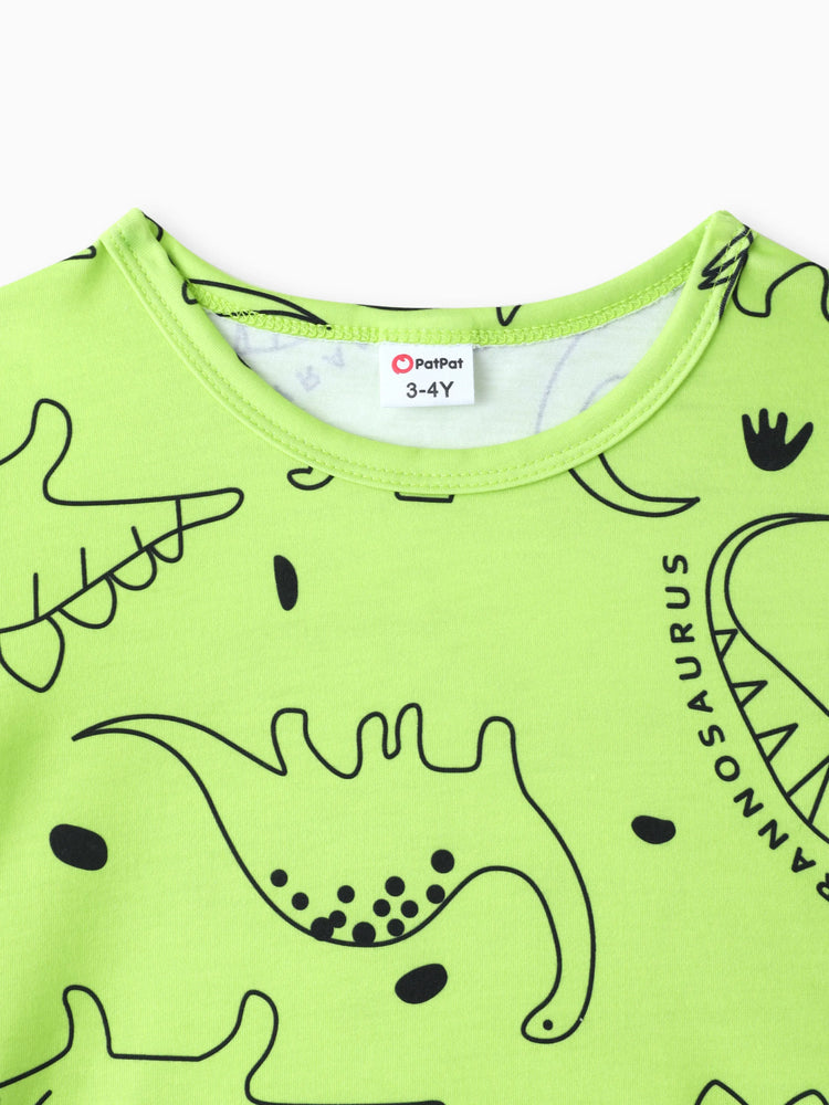 T-shirt à manches courtes imprimé dinosaure pour tout-petit garçon, vert citron
