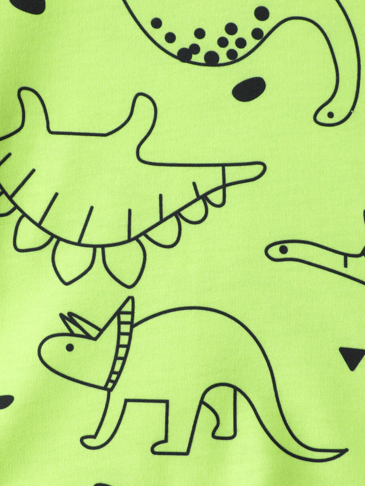 T-shirt à manches courtes imprimé dinosaure pour tout-petit garçon, vert citron