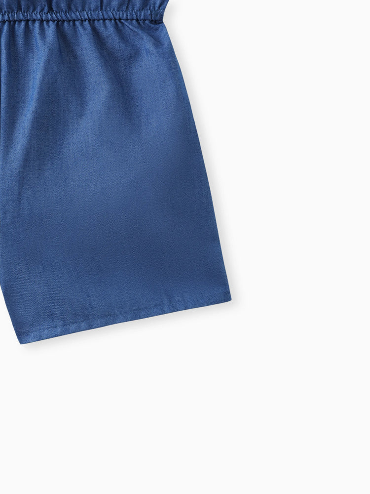 Toddler Girl Schiffy Design Sleeveless Denim Romper Jumpsuit Shorts DENIMBLUE