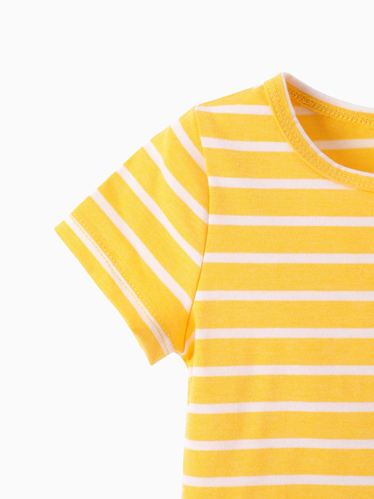 Baby Boy 2pcs Stripe Pattern Tee and Lion Print Overalls Shorts Set Tibetanblue