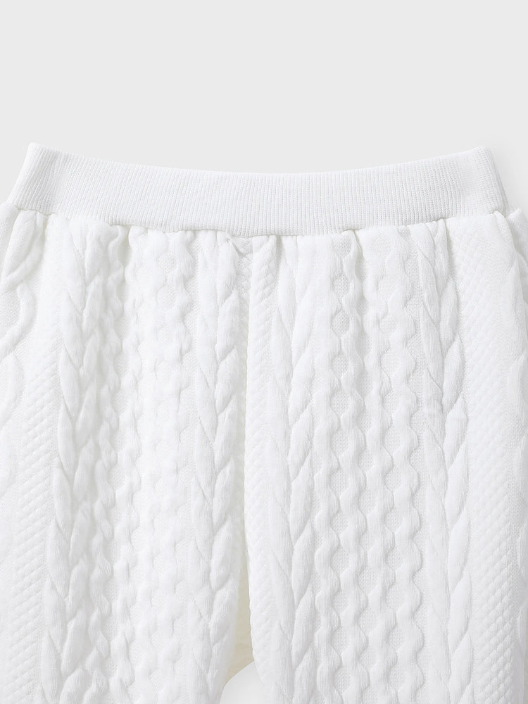 Baby Boy/Girl 2pcs Textured Hooded Romper and Pants Set OffWhite