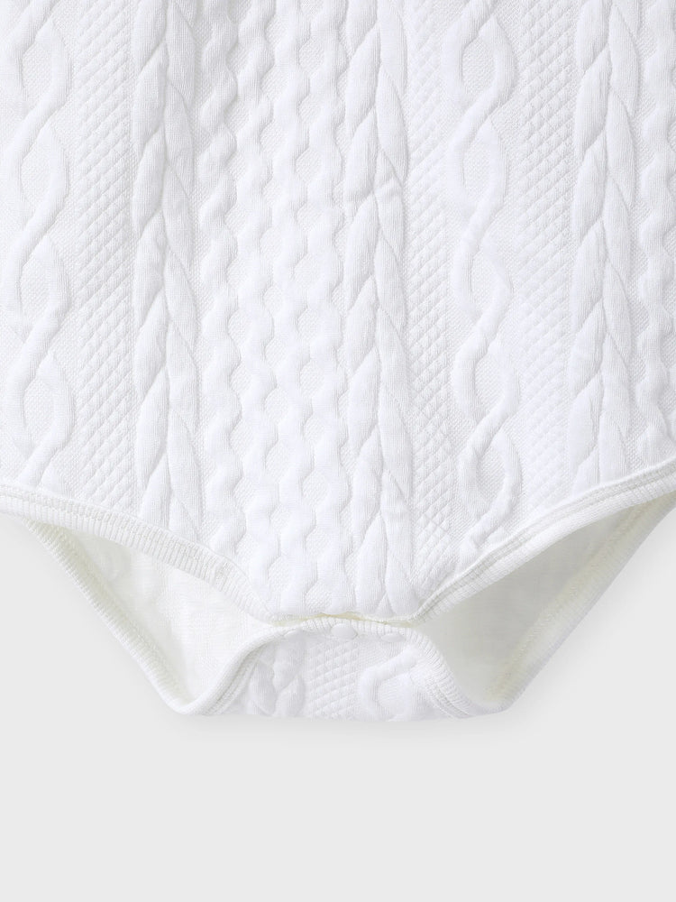 Baby Boy/Girl 2pcs Textured Hooded Romper and Pants Set OffWhite