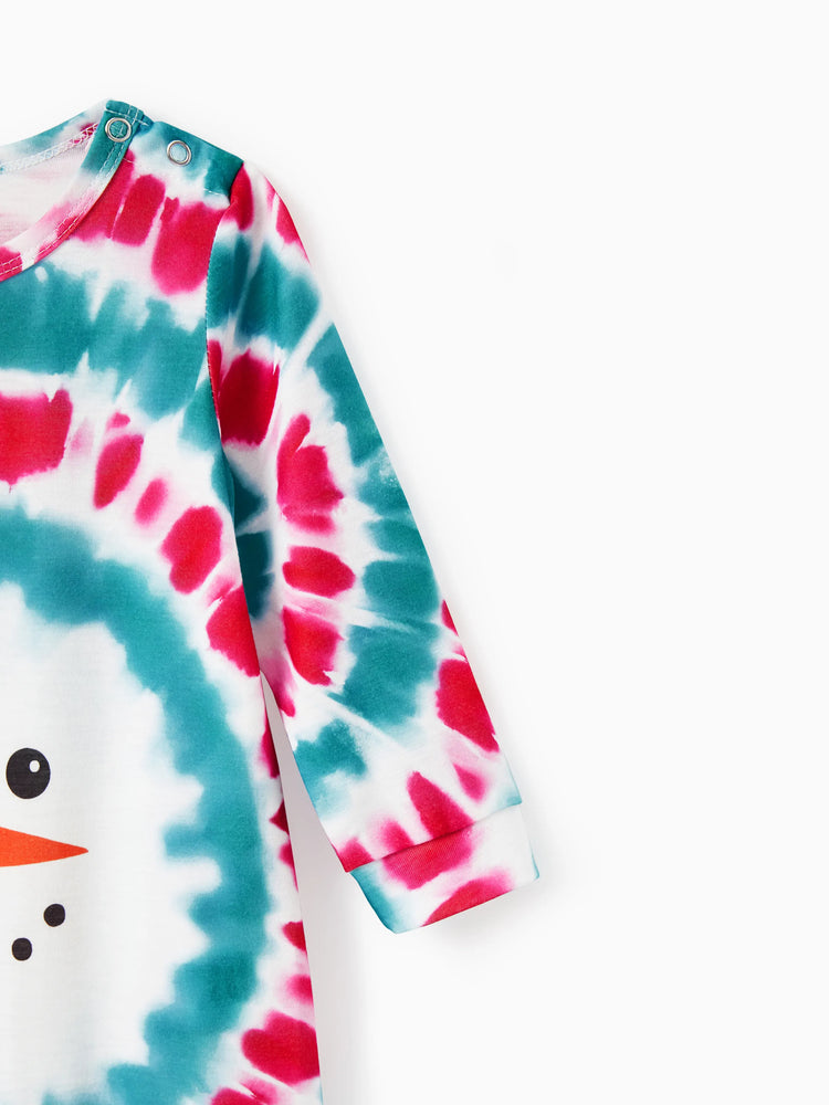 Christmas Snowman Print Family Matching Colorful Pajamas Sets with Christmas Socks Multi-color