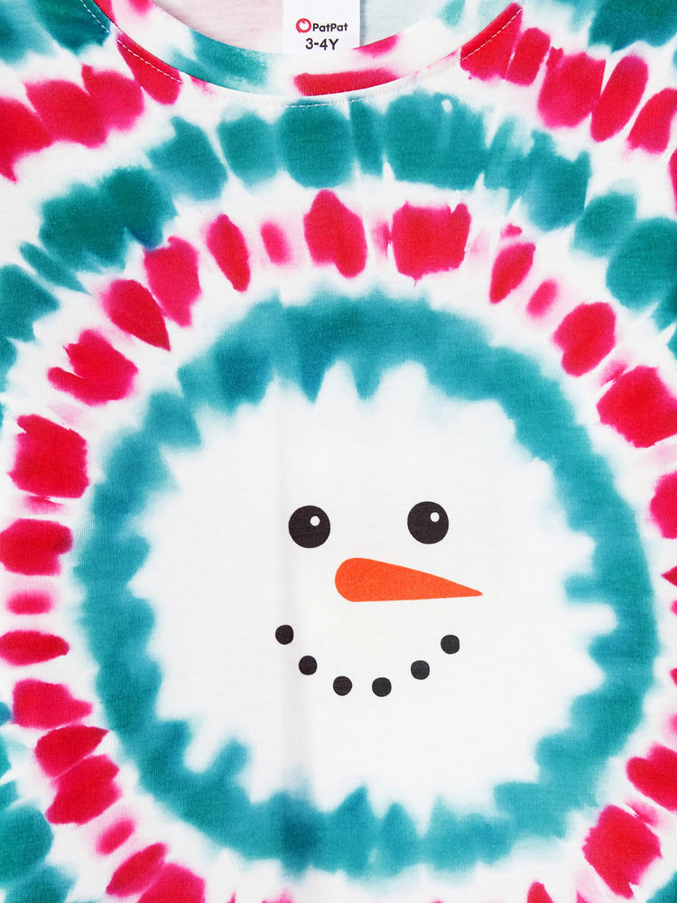 Christmas Snowman Print Family Matching Colorful Pajamas Sets with Christmas Socks Multi-color