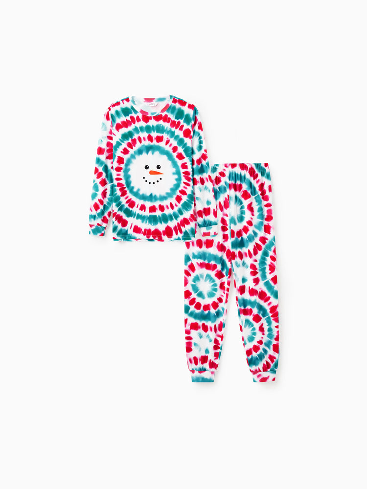 Christmas Snowman Print Family Matching Colorful Pajamas Sets with Christmas Socks Multi-color