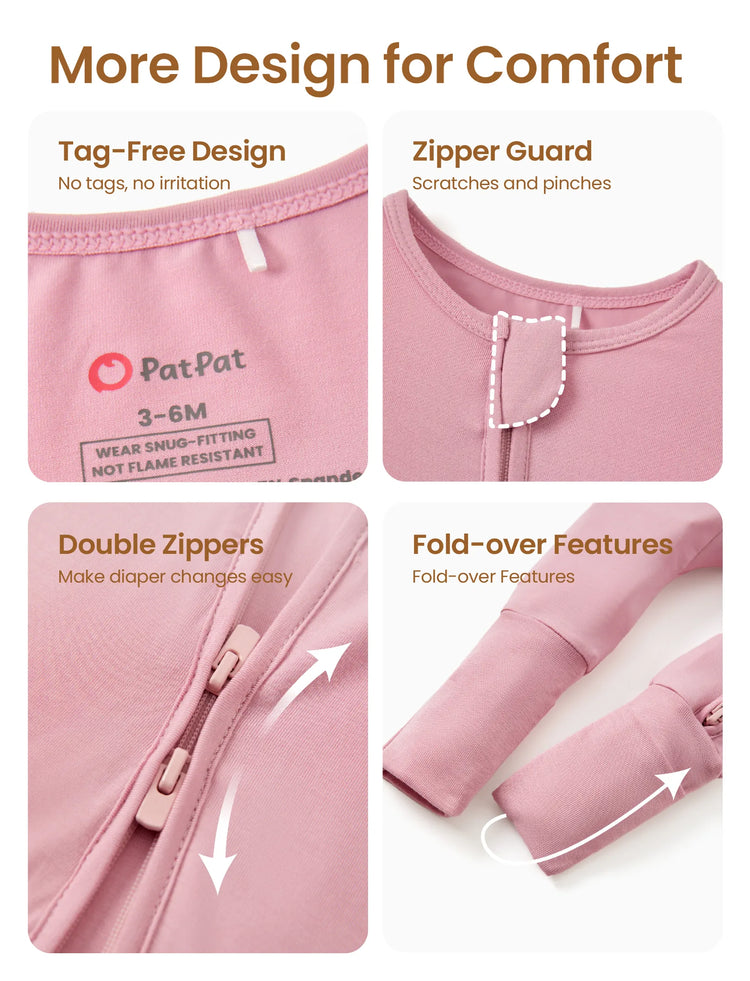 Kids Baby / Girl Bamboo Pajamas With Childlike Print (Snug-Fitting) Pink