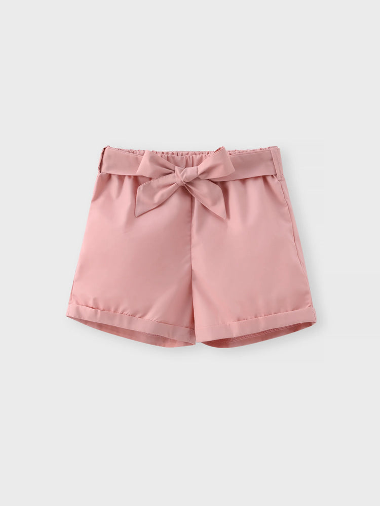 Ensemble 2 pièces débardeur côtelé dos nu et short ceinturé pour petite fille, blanc