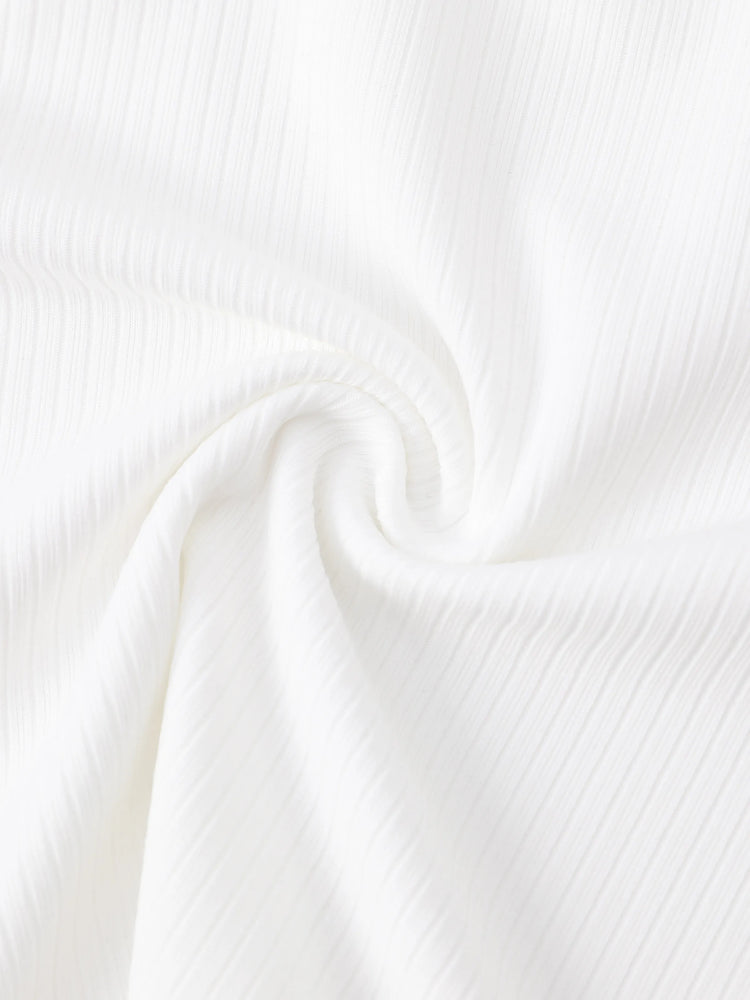 Ensemble 2 pièces débardeur côtelé dos nu et short ceinturé pour petite fille, blanc