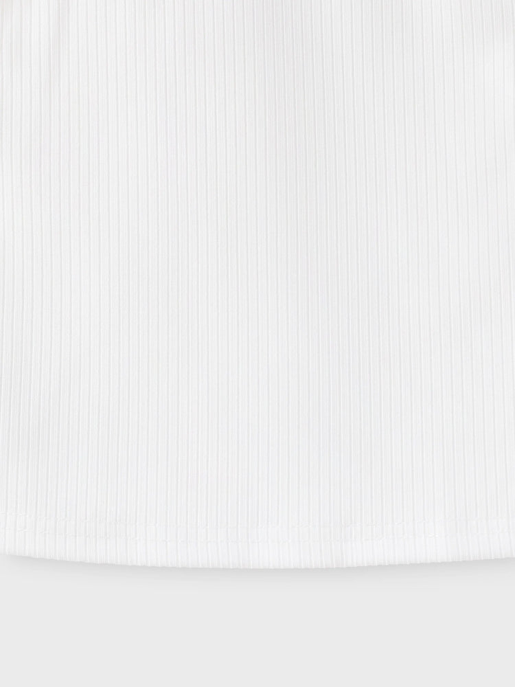 Ensemble 2 pièces débardeur côtelé dos nu et short ceinturé pour petite fille, blanc