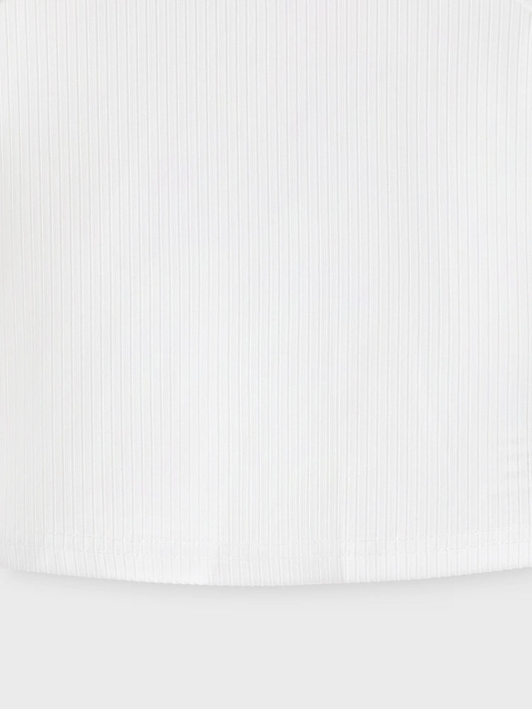 Ensemble 2 pièces débardeur côtelé dos nu et short ceinturé pour petite fille, blanc