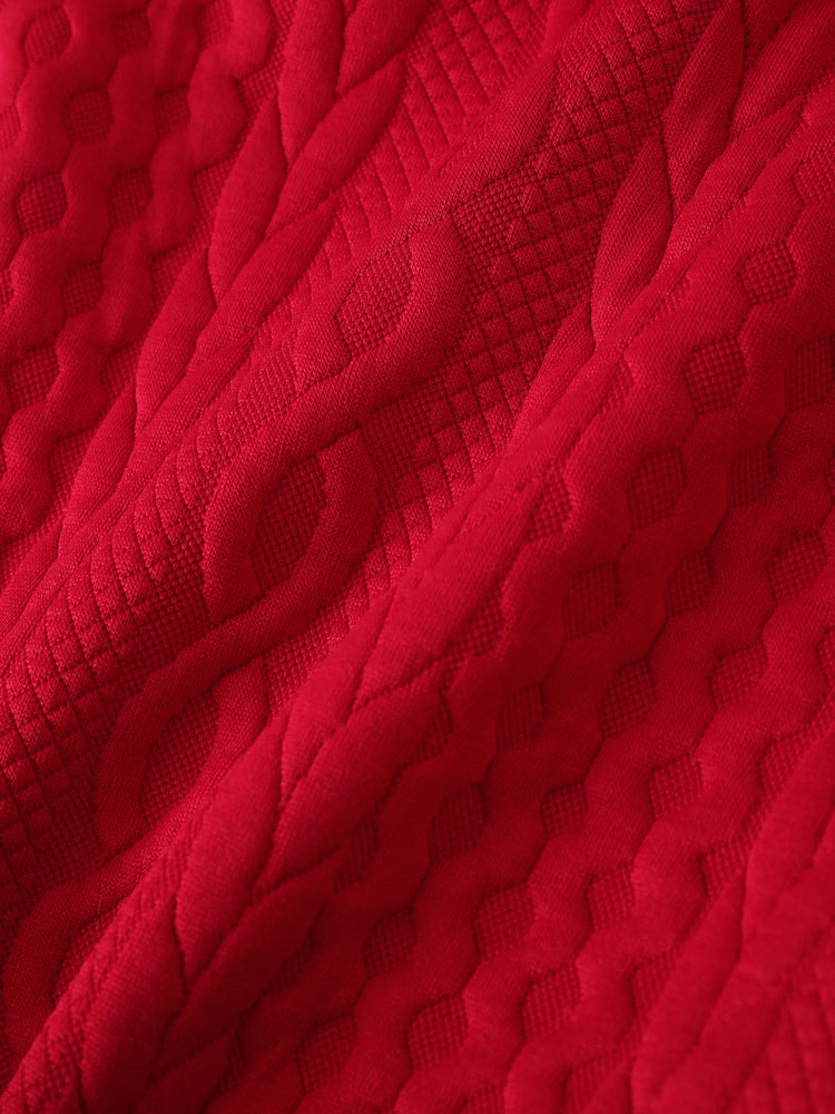 Ensemble 2 pièces bébé garçon/fille avec barboteuse à capuche texturée et pantalon rouge