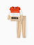2pcs Toddler Boy Trendy Letter Print Colorblock Sweatshirt and Pants Set Apricot
