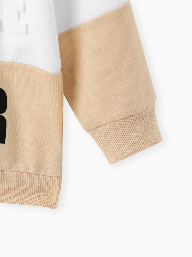 Ensemble 2 pièces sweat-shirt et pantalon à imprimé lettres tendance pour tout-petit garçon, couleur abricot