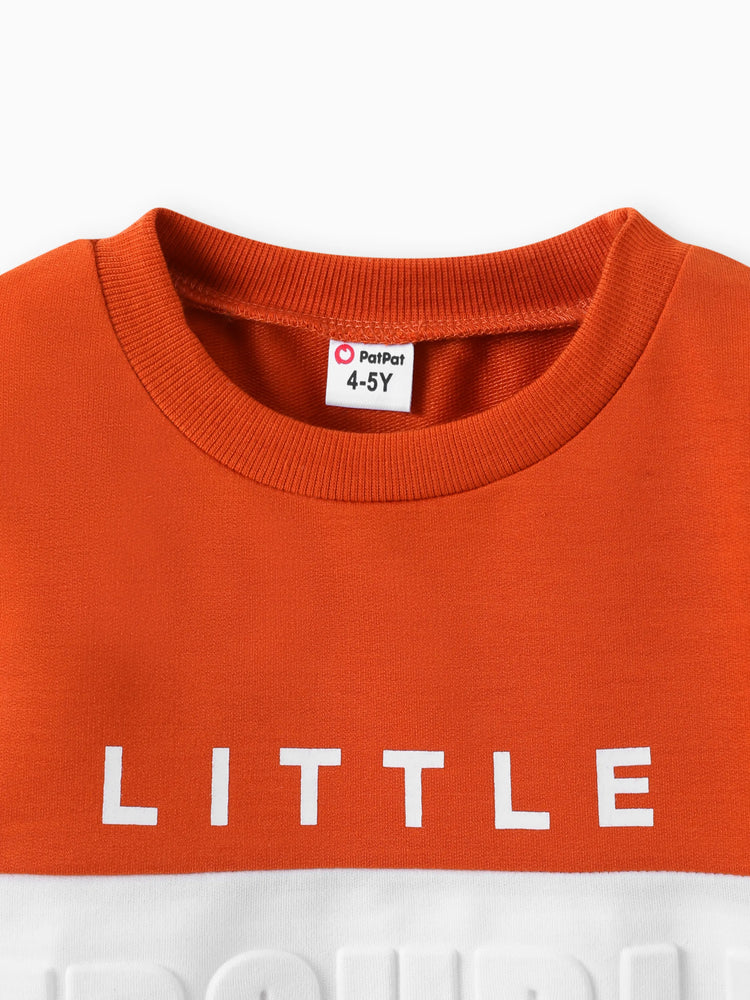 Ensemble 2 pièces sweat-shirt et pantalon à imprimé lettres tendance pour tout-petit garçon, couleur abricot