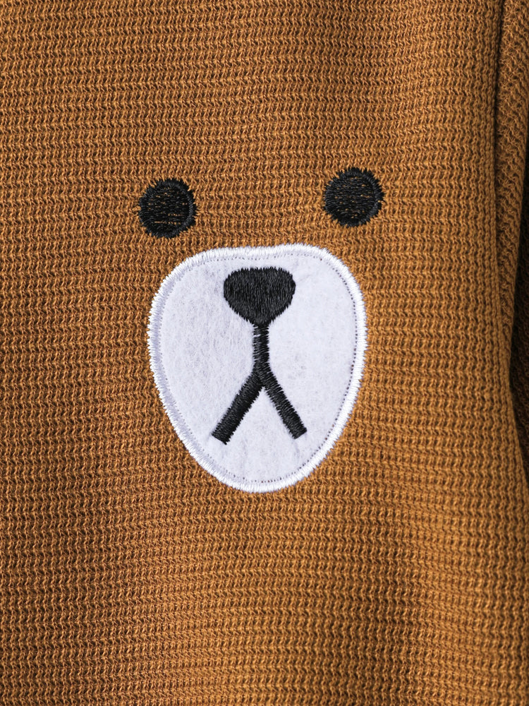 3-teilige Kind Junger Brief Bärendruck weißer Langarm-T-Shirt, Bomberjacke und elastische Hose Set khaki