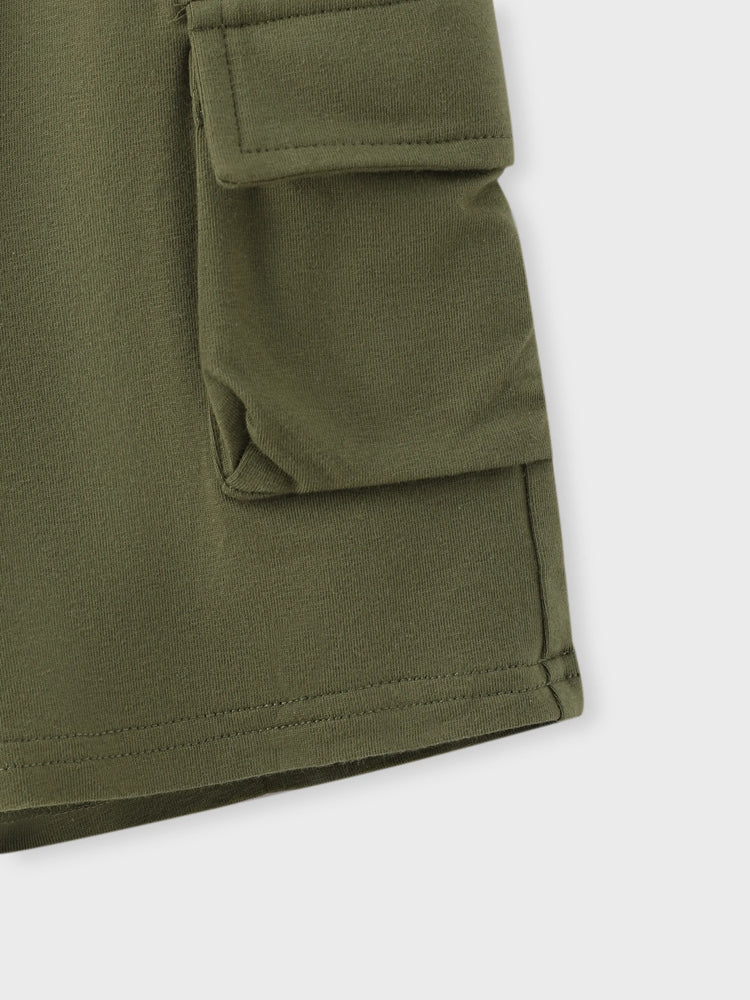 Ensemble 2 pièces pour tout-petit garçon, haut à manches courtes en coton avec poches plaquées et short cargo, vert armée