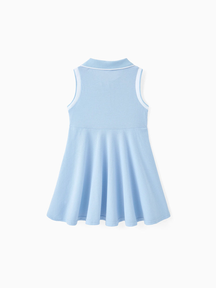 Robe décontractée unie pour fille - Col chemise, tissu polyester-élasthanne, 1 pièce bleu clair