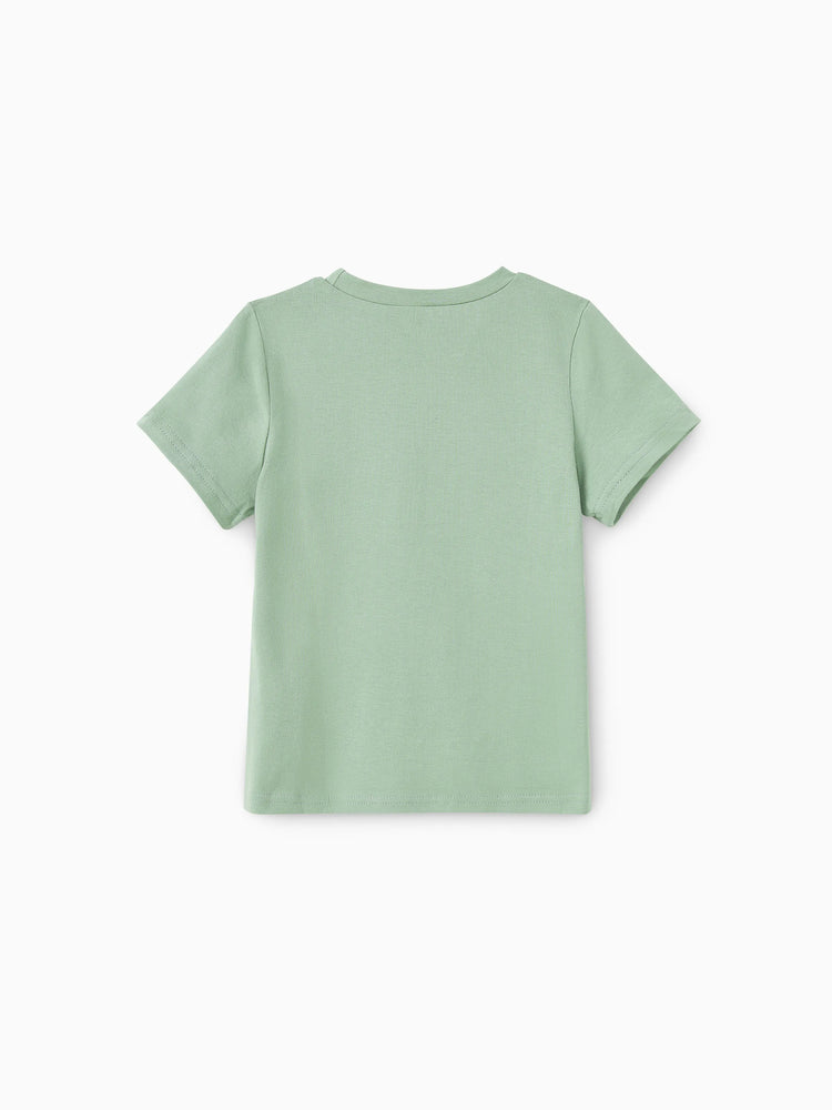 Elegant Broken Flower Matching Outfits for Family, Smocking Design, Medium Thickness Green