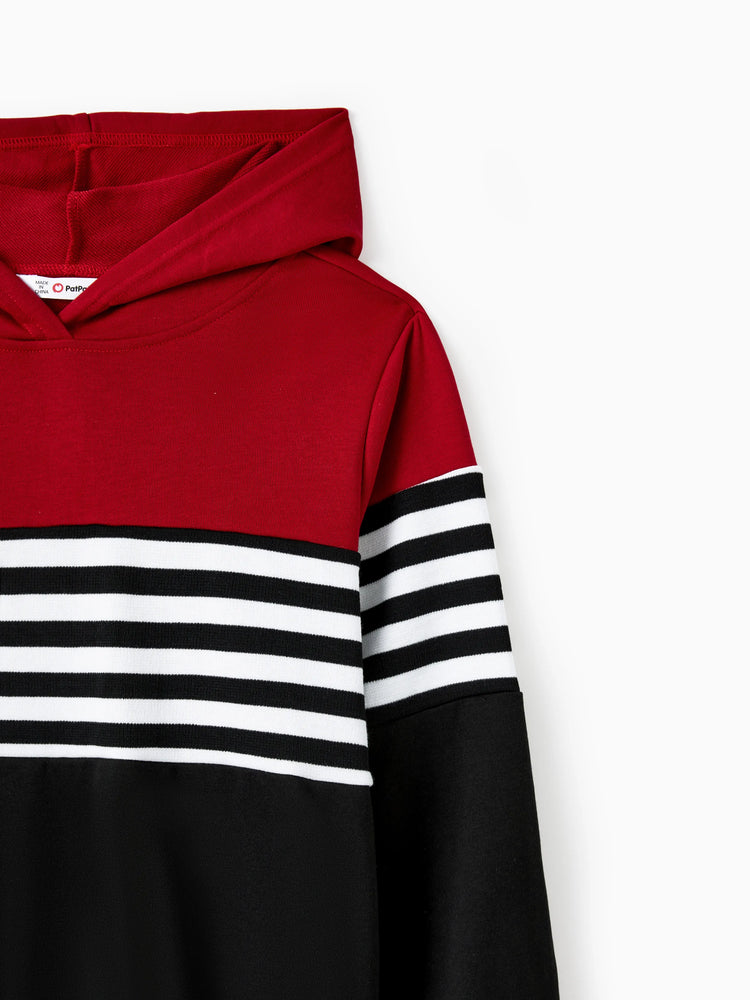 Hauts à capuche à manches longues et à rayures, imprimés, décontractés et assortis pour la famille