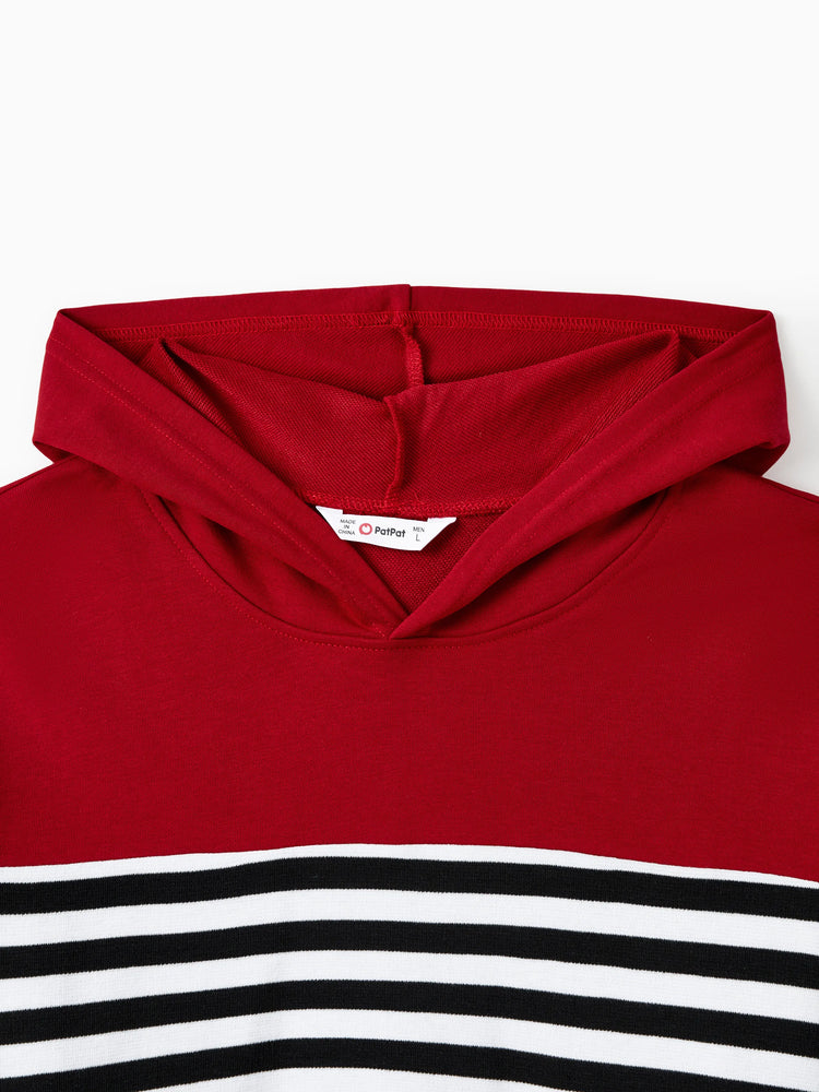 Hauts à capuche à manches longues et à rayures, imprimés, décontractés et assortis pour la famille