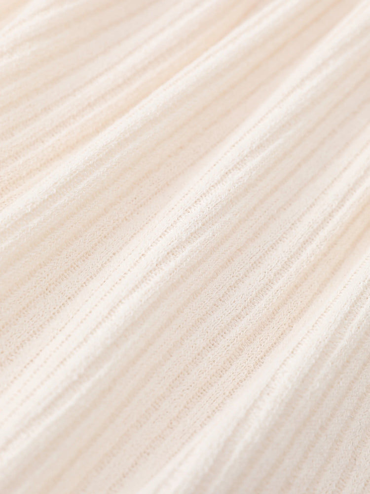 Toddler Girl Solid Color Button Design Ribbed Long-sleeve Dress Apricot