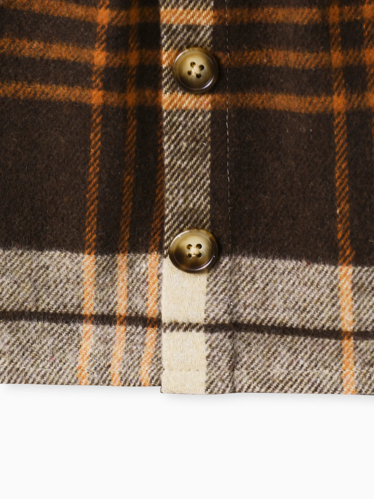 3PCS Toddler Girl Grid/Houndstooth Avant-Garde Ruffle Edge Sets Brown