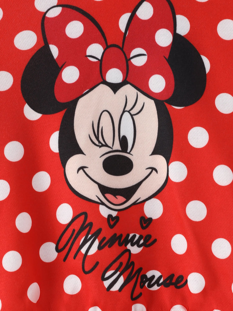Sweat à capuche imprimé pois Minnie pour petite fille Disney Mickey et ses amis, rouge