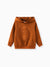 Sweat-shirt à capuche texturé uni pour tout-petit garçon/fille, motif graphique, marron