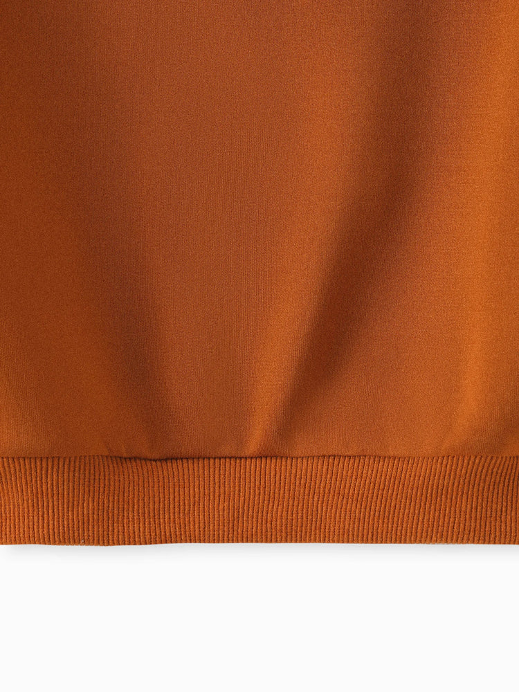 Toddler Boy/Girl Face Graphic Textured Solid Color Hoodie Sweatshirts Brown