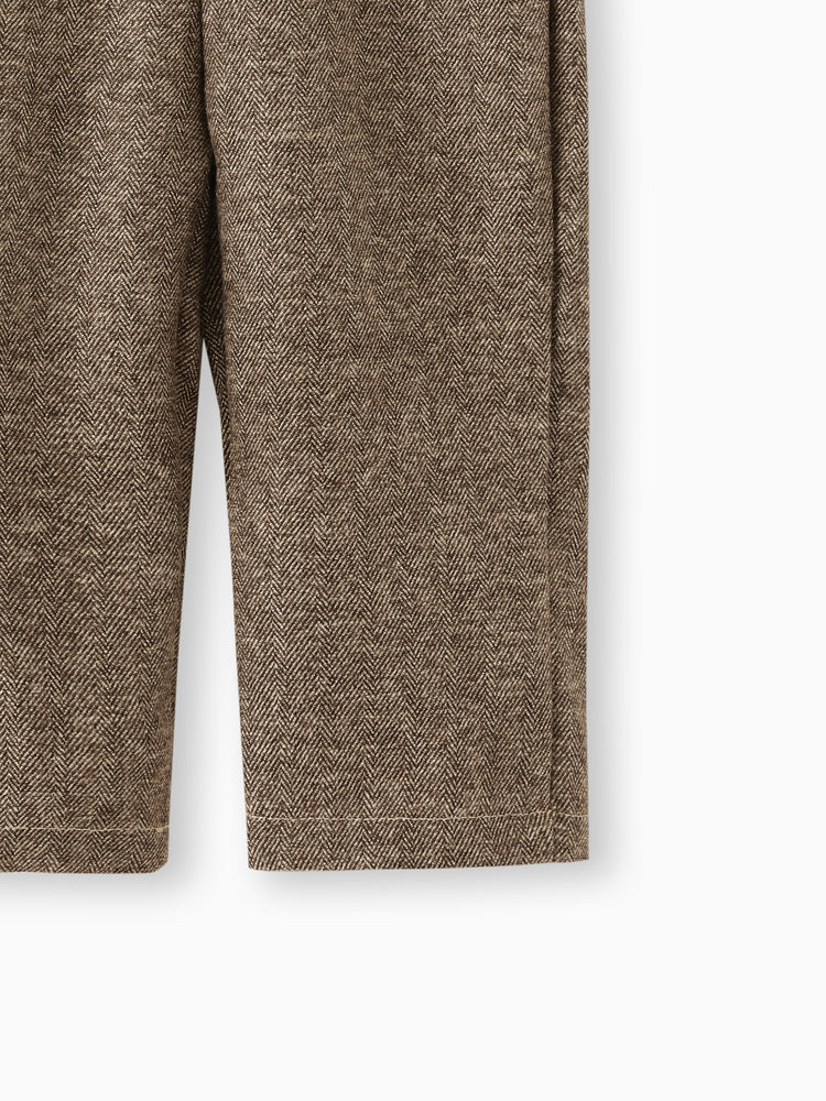 3PCS Baby Boy Elegant Grid/Houndstooth Shirt Collar Long Sleeve Set Brown