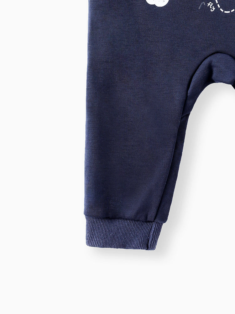 2pcs Baby Boy Airplane Pattern Hanging Strap Set Dark Blue