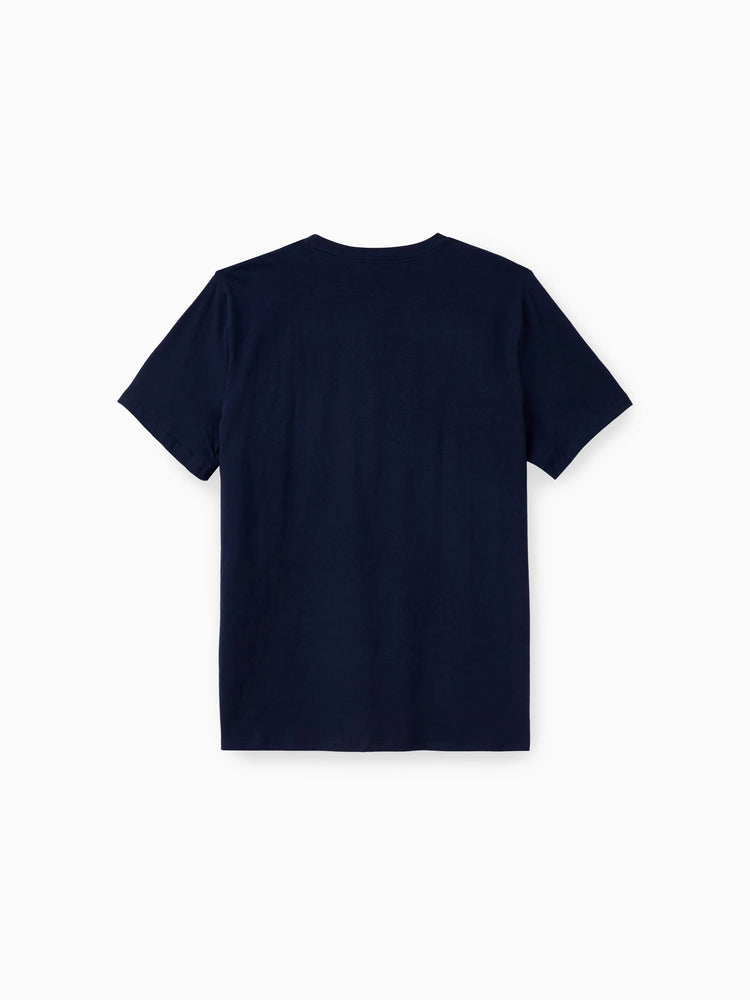 Robe ou t-shirt décontracté assorti pour toute la famille, couleur unie, coutures en tissu bleu roi