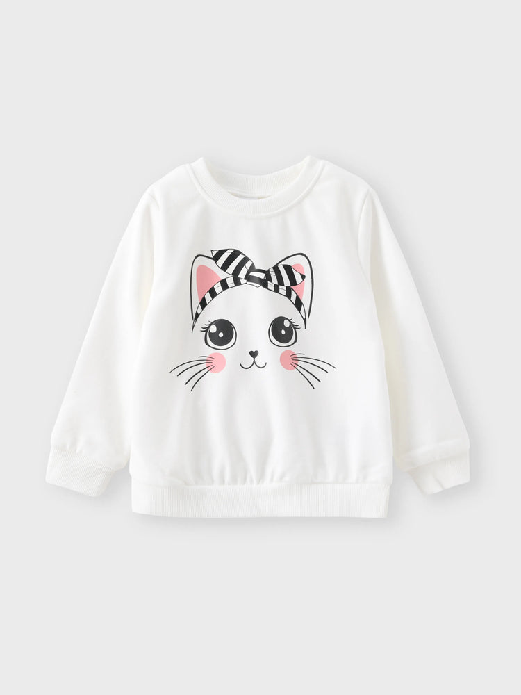 2pcs Kleinkind Mädchen Katze Muster Stoff Stitching Design Set Schwarz und weiß