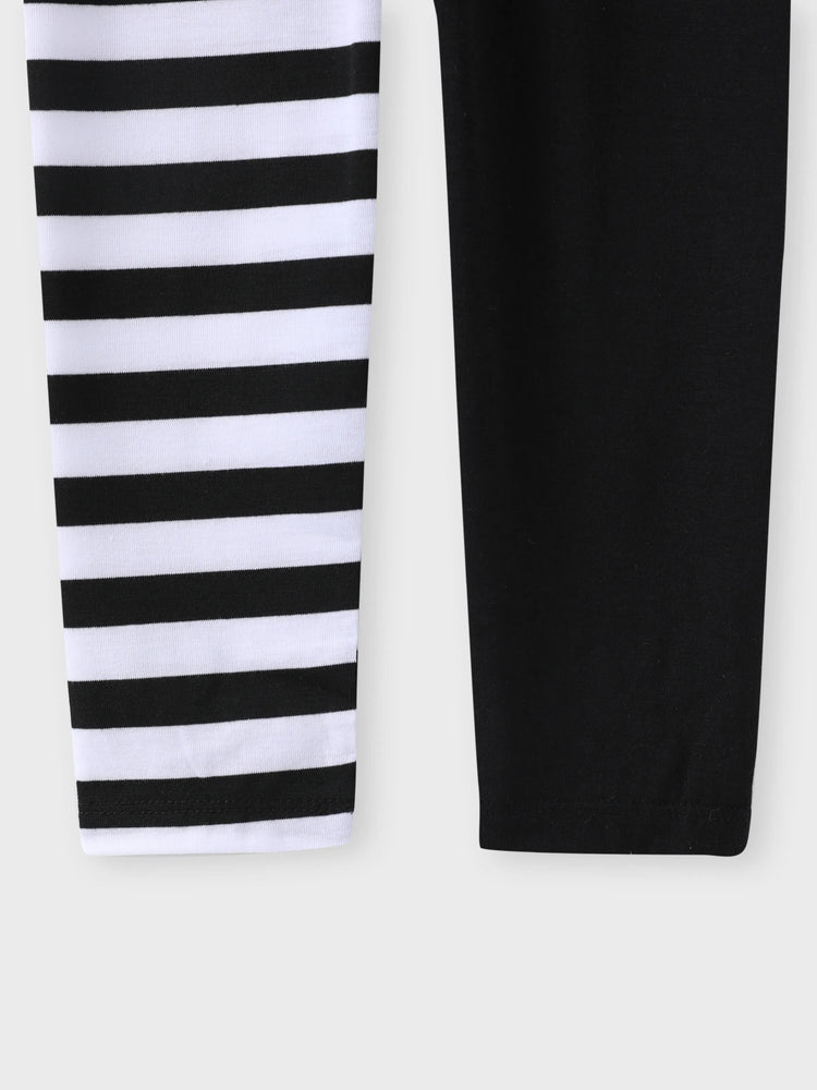 2pcs Kleinkind Mädchen Katze Muster Stoff Stitching Design Set Schwarz und weiß