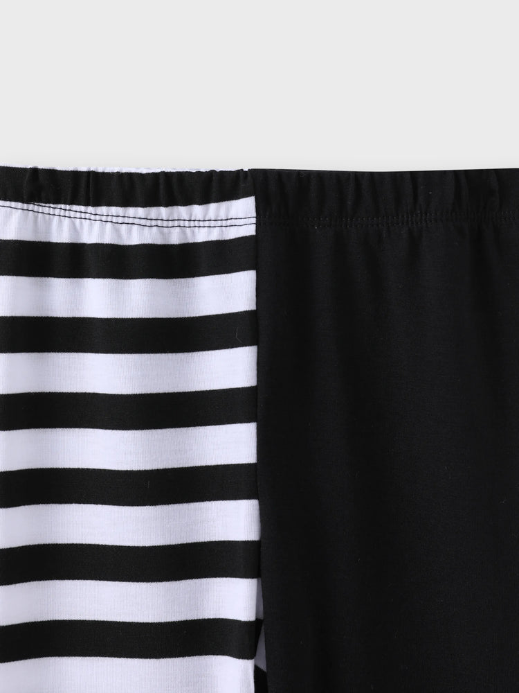 2pcs Kleinkind Mädchen Katze Muster Stoff Stitching Design Set Schwarz und weiß